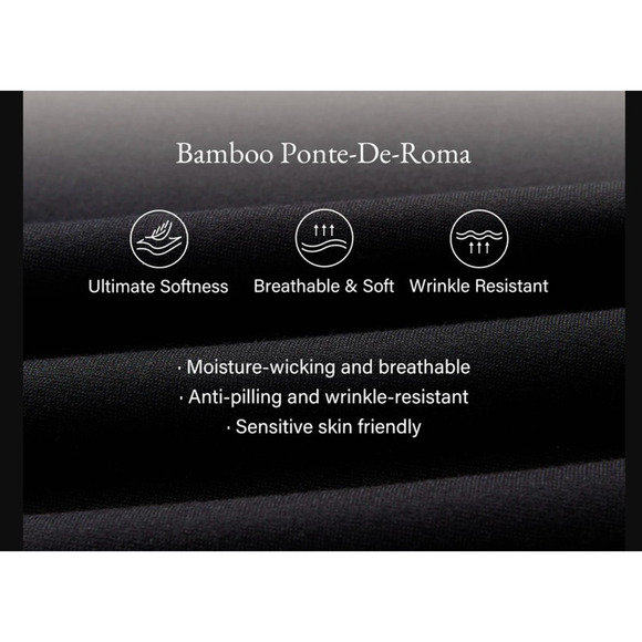 OGL Pants Size S Black Ponte-De-Roma Drapey Bamboo Ponte Mid Rise Wide Leg - Picture 10 of 14